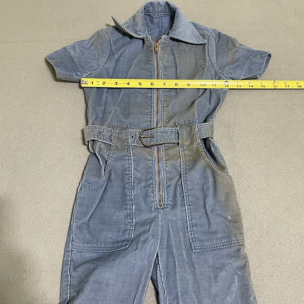 Vintage Blue Corduroy‎ Jumpsuit made in USA 70s Bell bottoms FARAH 4T? Toddler - Picture 3 of 16
